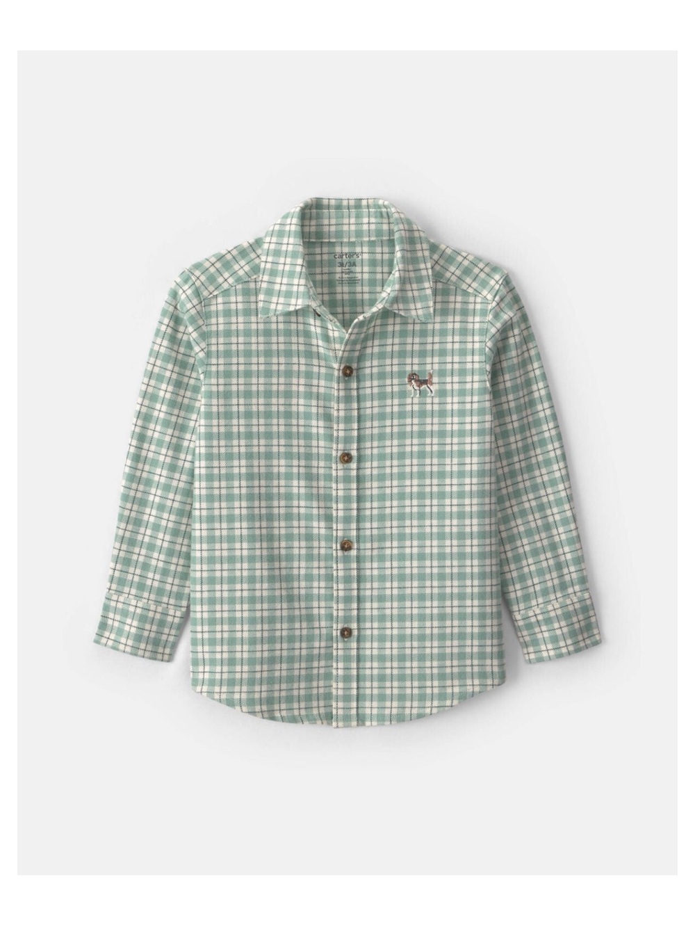 Carter’s Toddler Green and White Plaid Button-Up Shirt
